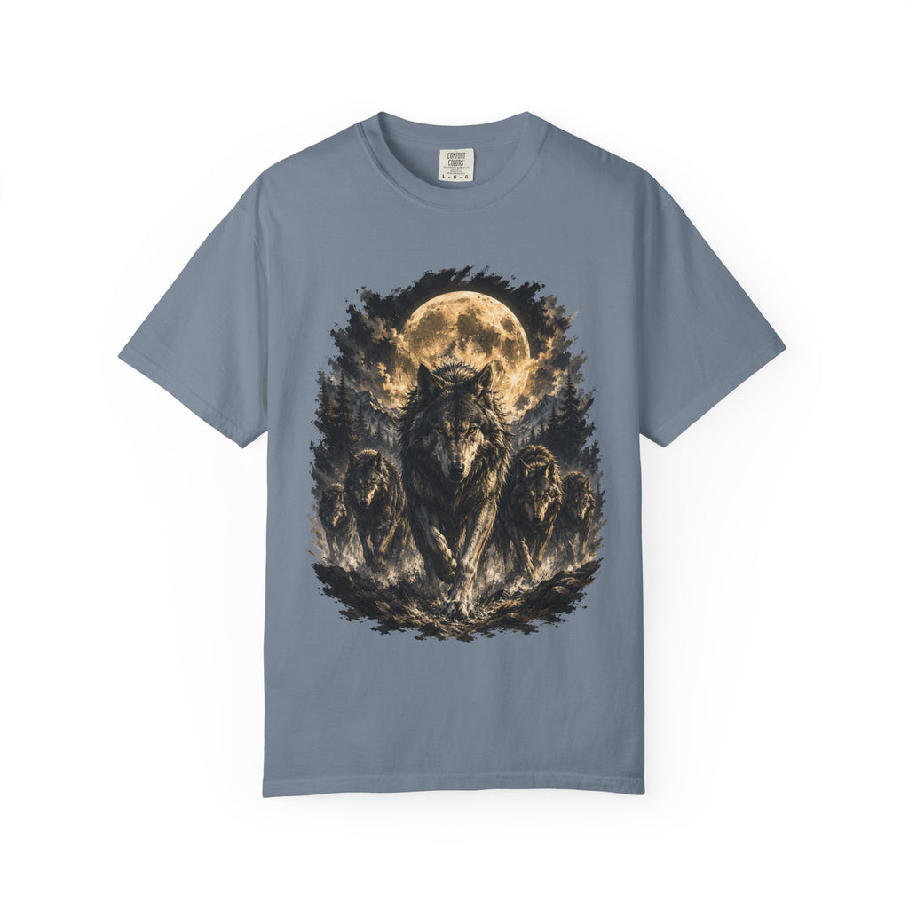 Wolf Pack Mystical Moon T-Shirt — Vintage Moonlit Forest Graphic Tee