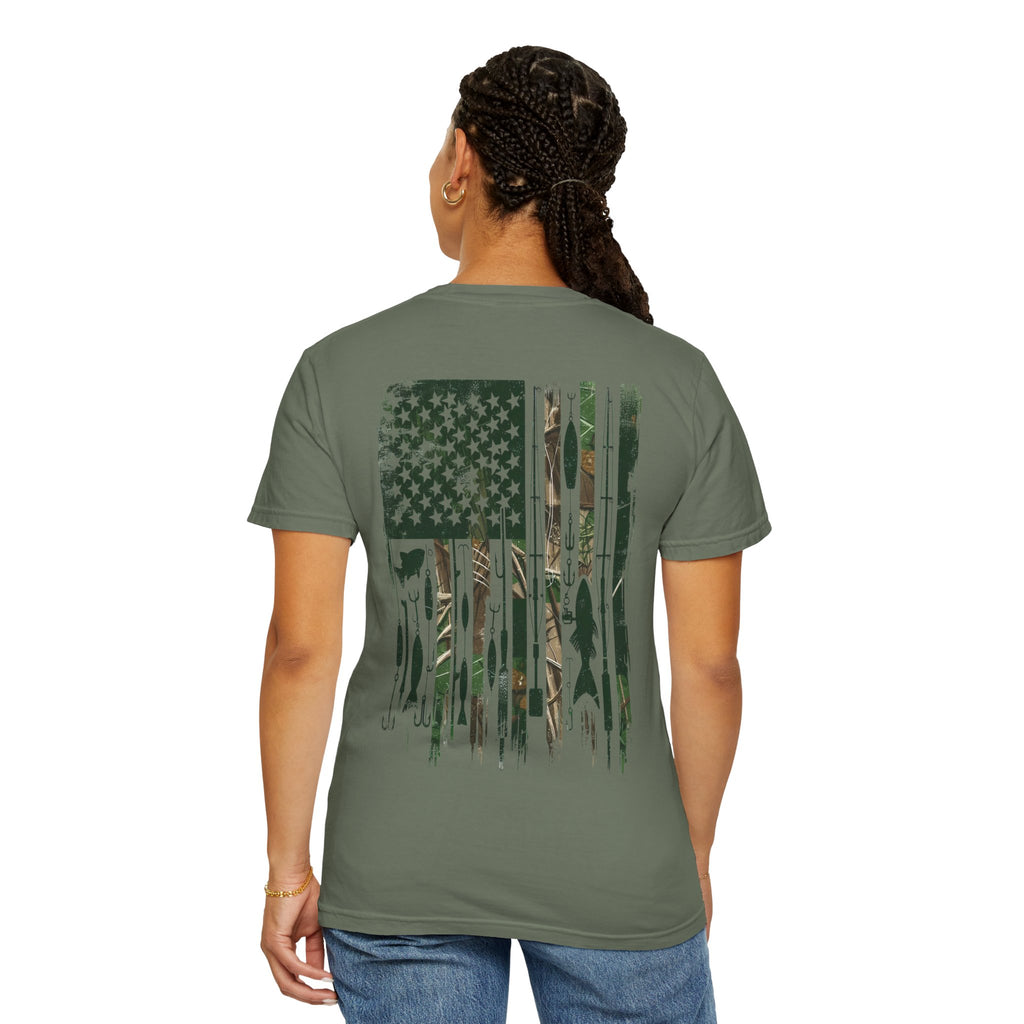 Fishing Flag T-Shirt — "Life is Better Fishing" Graphic Tee - Patriotic Tee - Father's Day T-Shirt - Midnight Eye, LLC