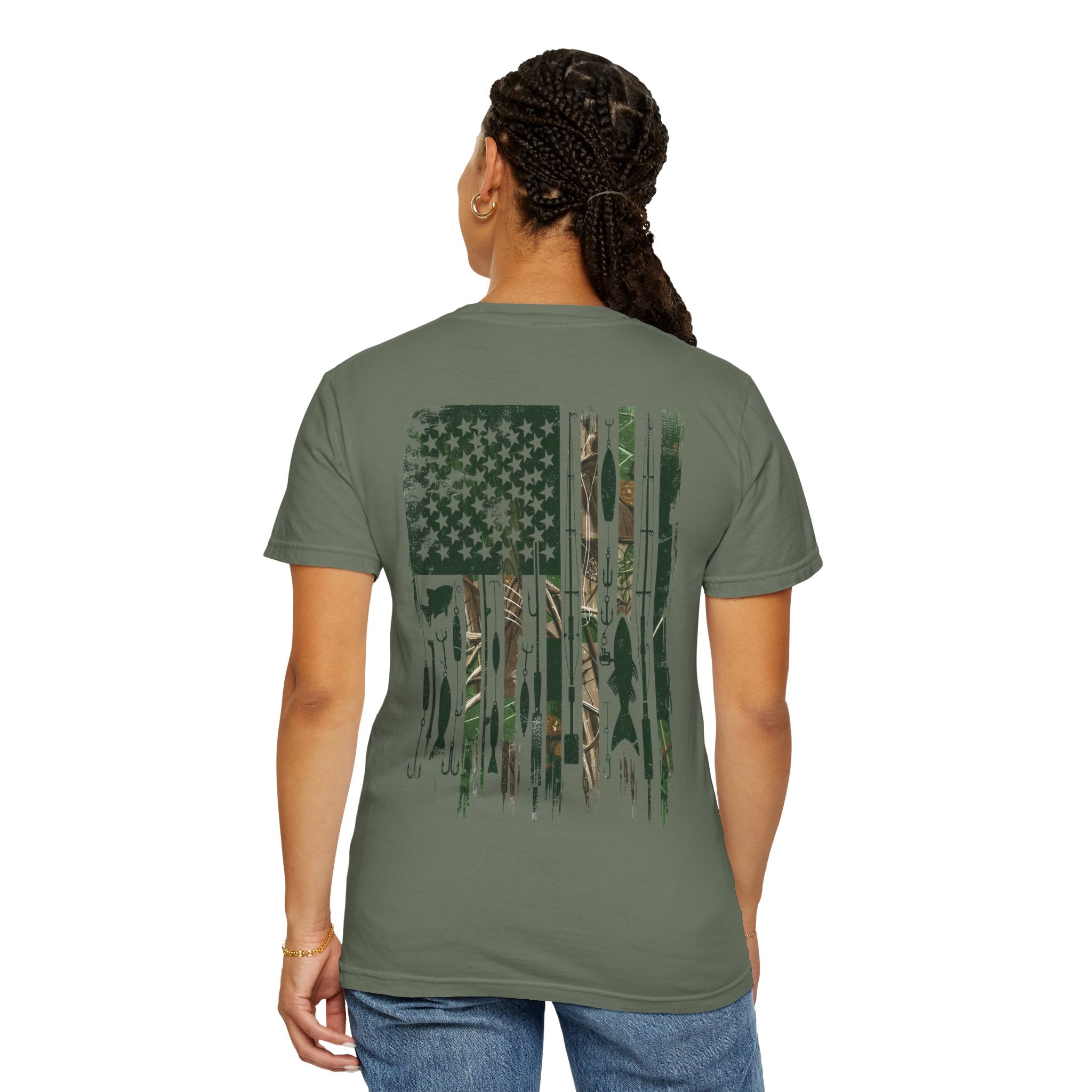 Fishing Flag T-Shirt — "Life is Better Fishing" Graphic Tee - Patriotic Tee - Father's Day T-Shirt - Midnight Eye, LLC