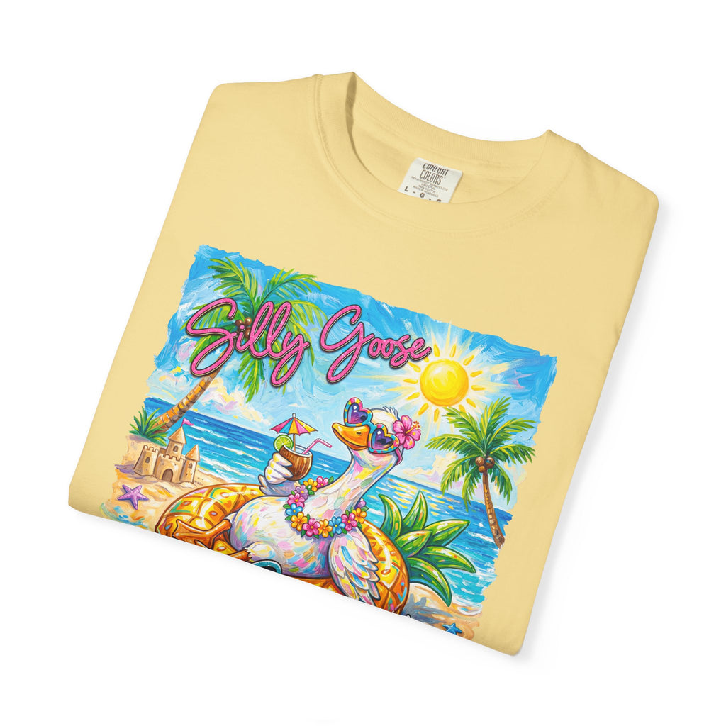 Silly Goose Summer T-Shirt - Colorful Summer Girl Tee - Beach Tee - Tropical T-Shirt - Midnight Eye, LLC