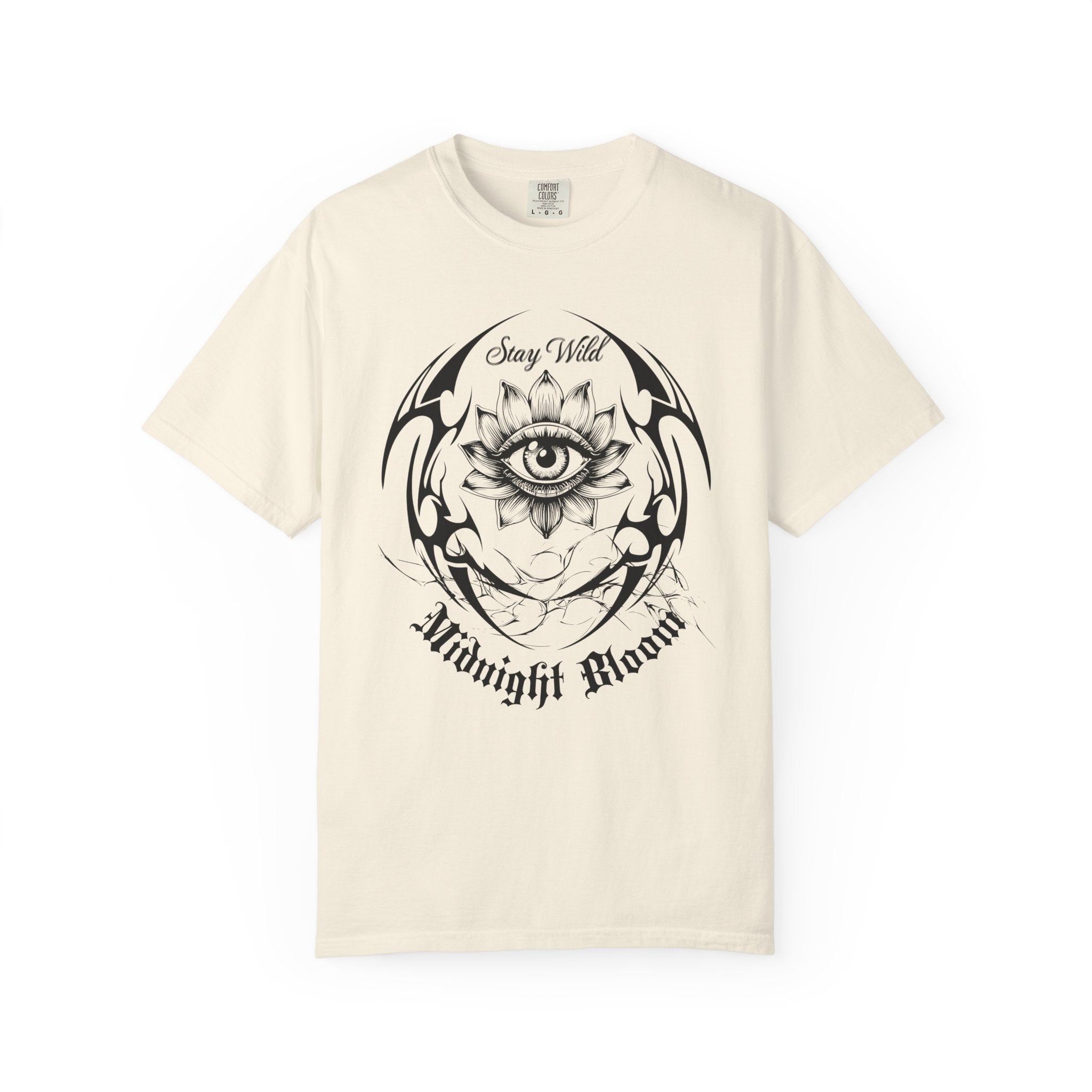 Lotus Eye Graphic T-Shirt — Cybergoth / Cyberpunk Floral Tee. Midnight Eye, LLC