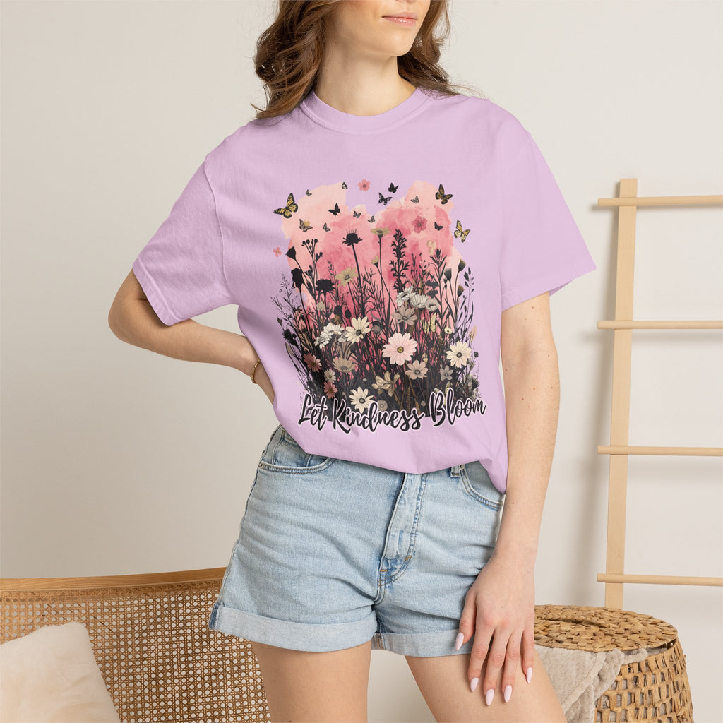 Let Kindness Bloom T-Shirt — Floral Garden Graphic Tee - Cute Motivational T-Shirt. Midnight Eye, LLC