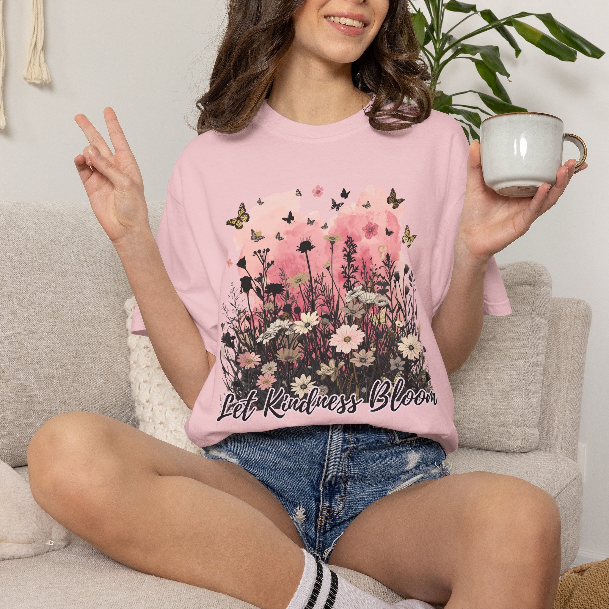 Let Kindness Bloom T-Shirt — Floral Garden Graphic Tee - Cute Motivational T-Shirt. Midnight Eye, LLC