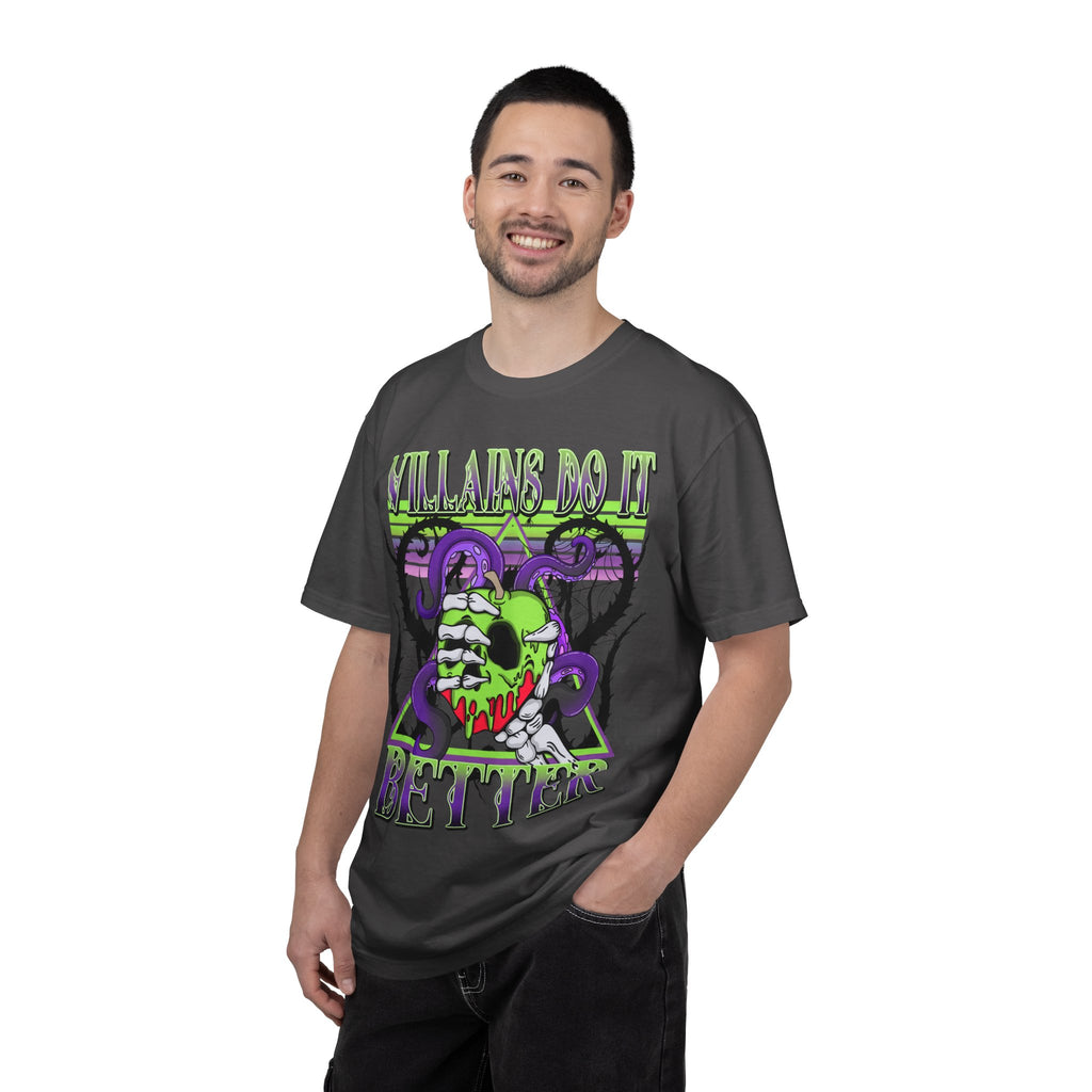 Villains Do It Better Graphic T-Shirt — Neon Monster Skull Tee. Midnight Eye, LLC