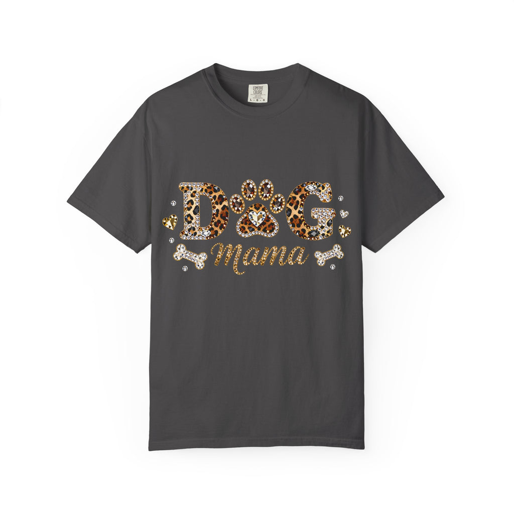 Faux Diamond Print Dog Mama Leopard Paw T-Shirt — Vintage Dog Mom Tee. Midnight Eye, LLC. 