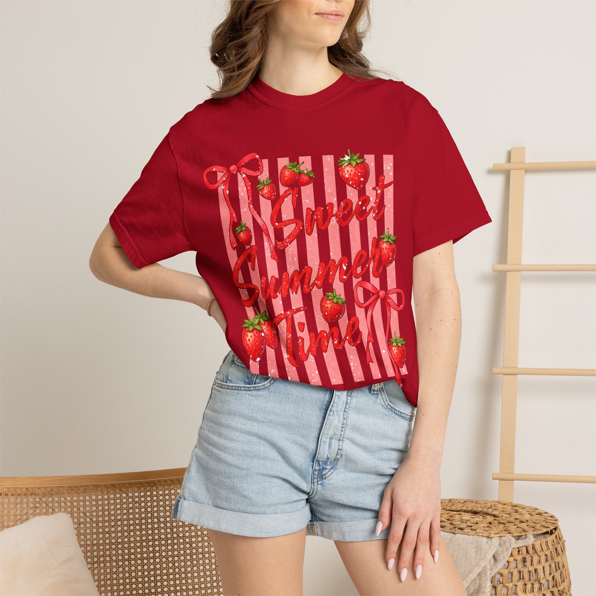 Sweet Summer Time Strawberry Graphic T-Shirt - Cute Summer T-Shirt - Fruit Tee. Midnight Eye, LLC 