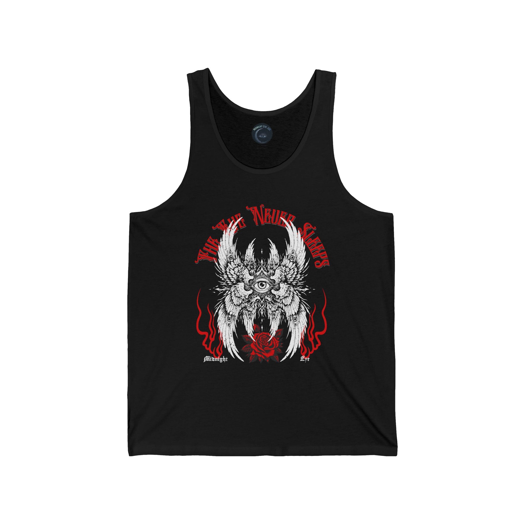 Winged Eye & Rose Tank Top — Gothic T-Shirt - Dark Aesthetic - Streetwear Tee. Midnight Eye, LLC.