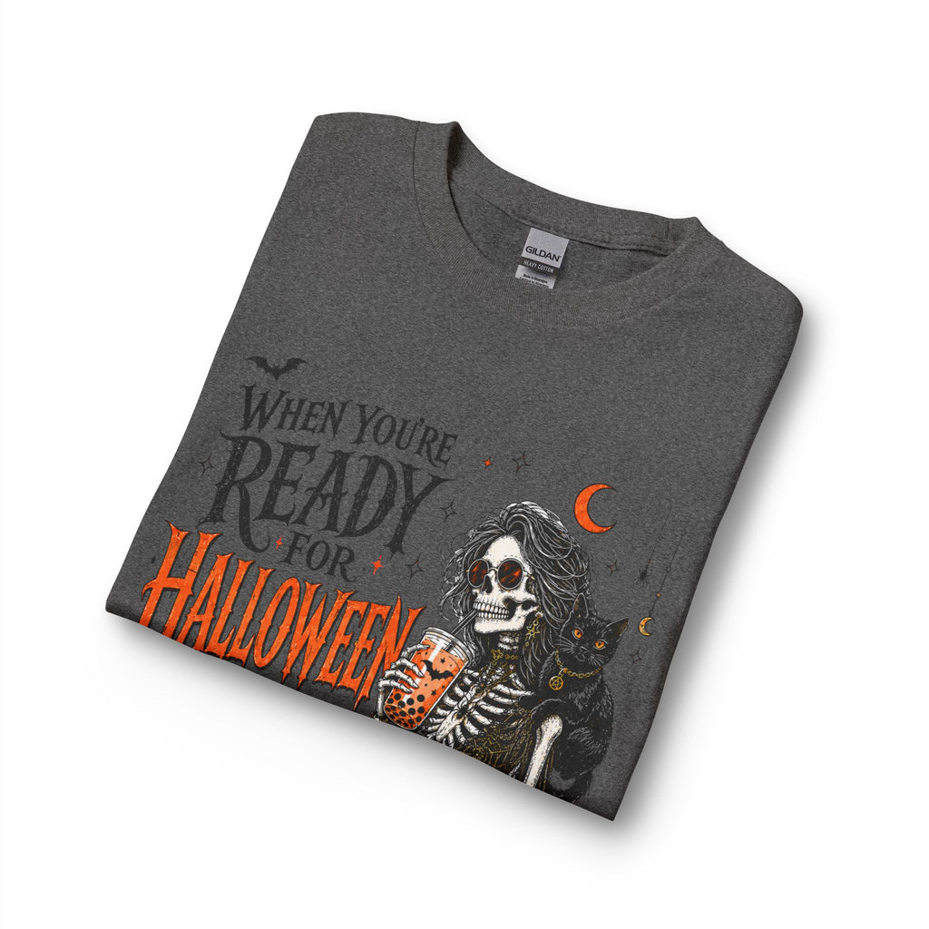 Halloween-Ready Skeleton Long Sleeve Tee — "When You're Ready for Halloween but It's Only Summer"