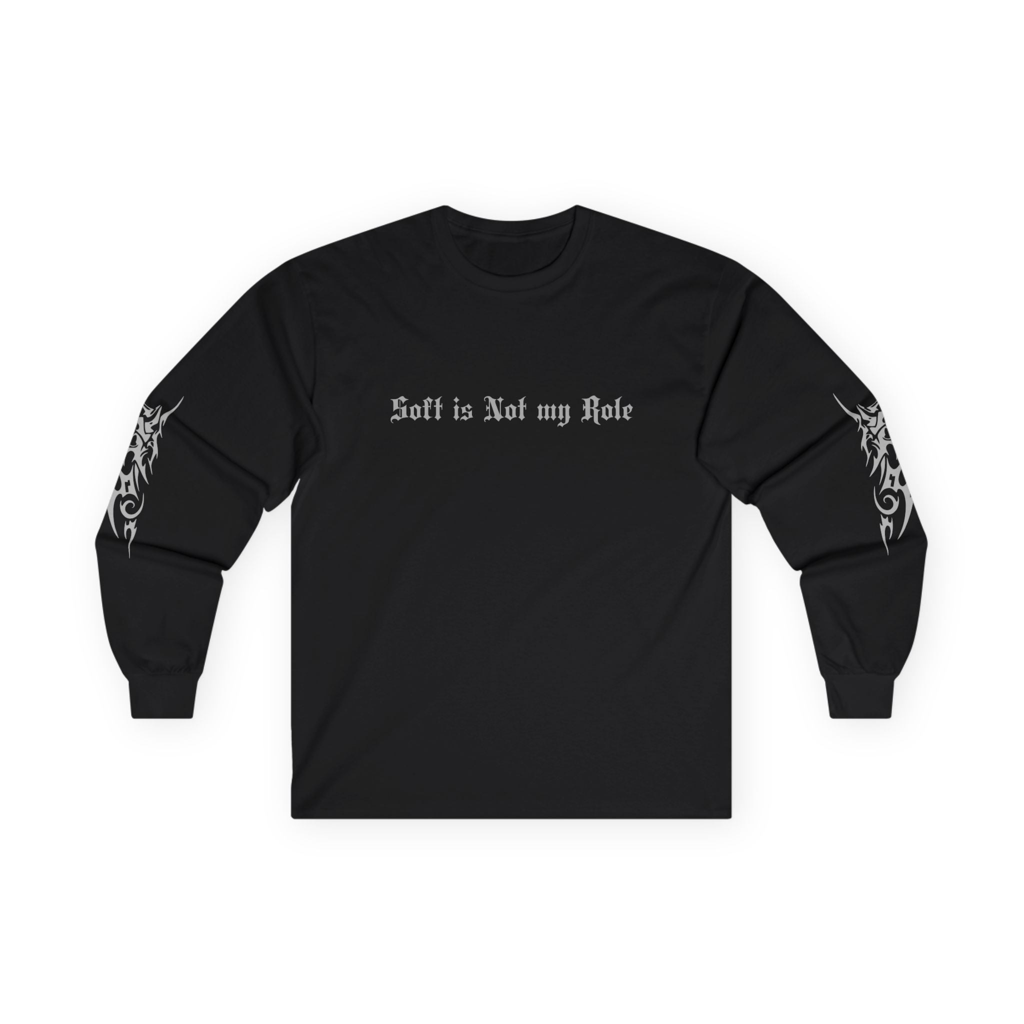 Long Sleeve Tee — 'Soft Is Not My Role' Gothic Angel Graphic - BDSM T-Shirt - Dark Angel Tee - Midnight Eye, LLC