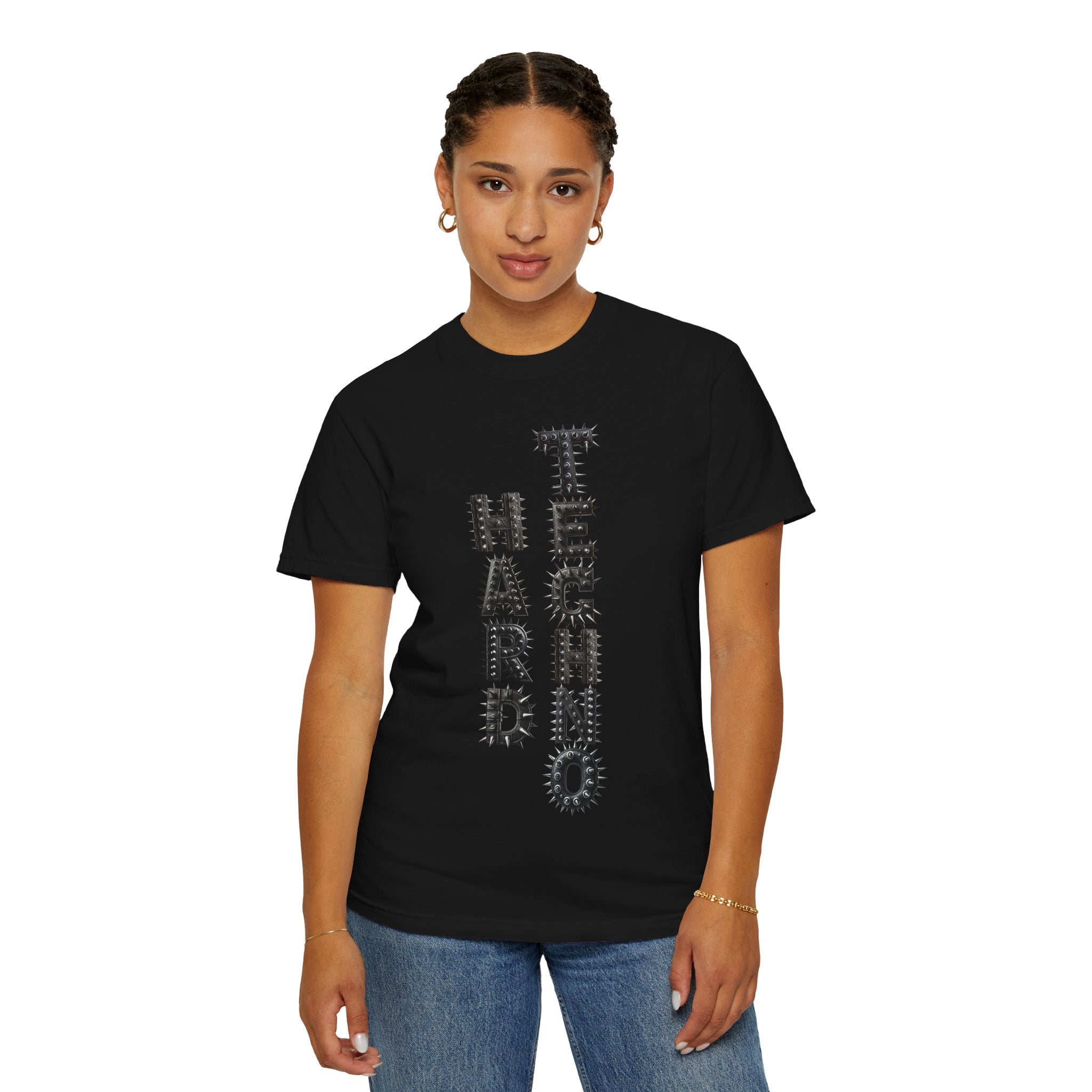 Hard Techno Rave T-Shirt - Punk Font & Cybersigilism Dragn Head. Midnight Eye, LLC