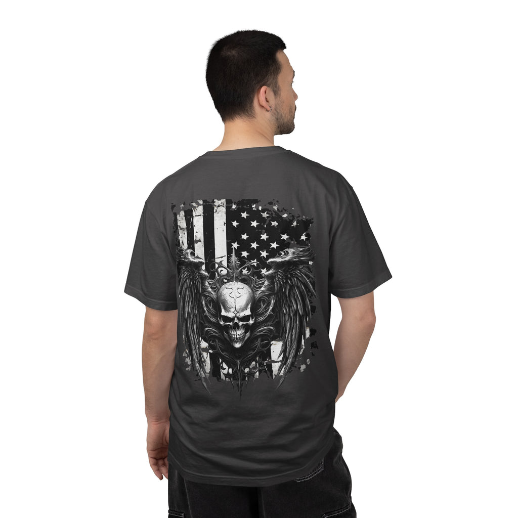 Freedom Skull T-Shirt — American Flag Winged Skull Graphic Tee - Midnight Eye, LLC
