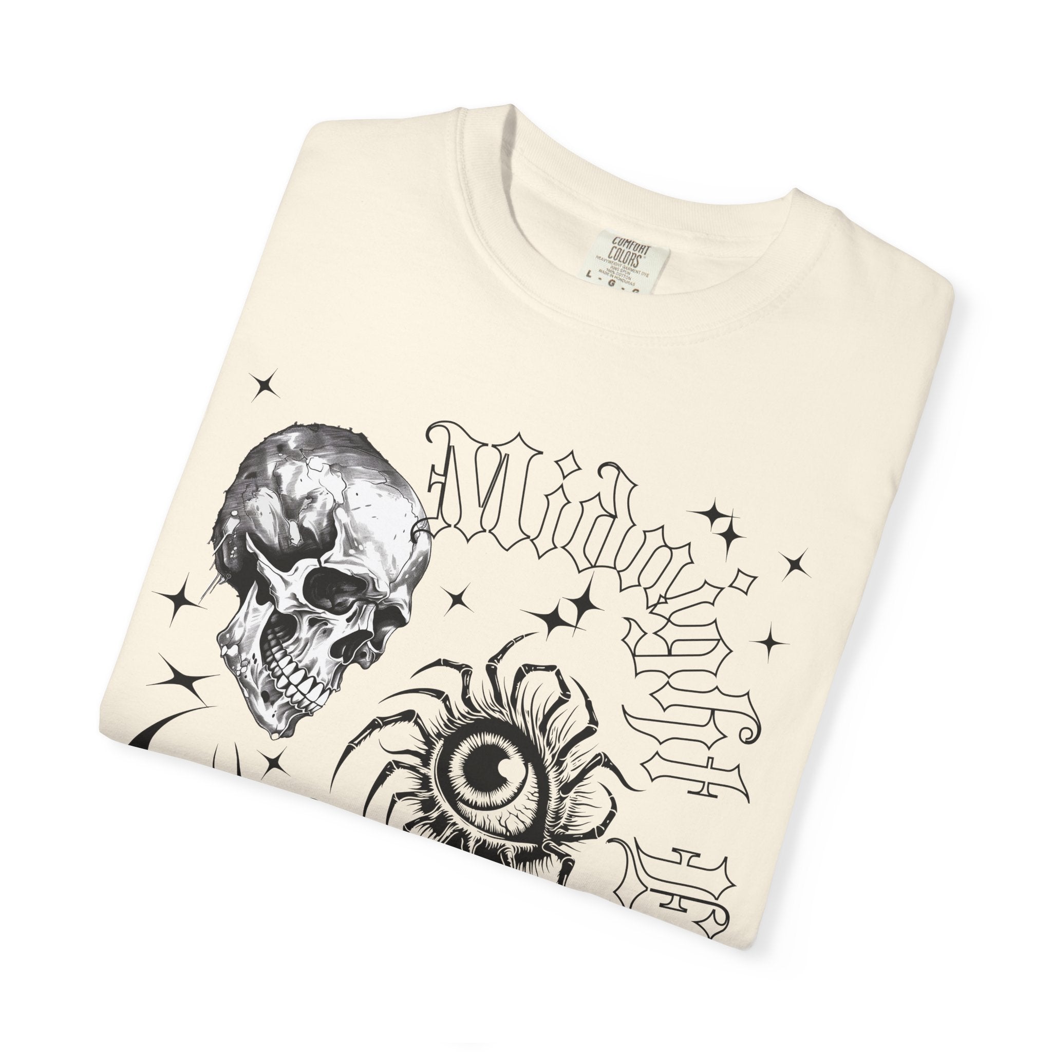 Skull, Red Rose & Eye Tattoo Art T-Shirt — Gothic Streetwear Tee. Midnight Eye, LLC