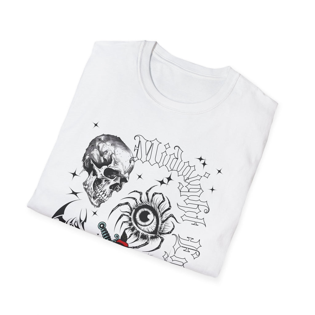 Skull & Red Rose Graphic T-Shirt – Mystic Eye, Tarot - Inspired Gothic Tee - Vintage Tee - Dark Aesthetic T-Shirt - Midnight Eye, LLC