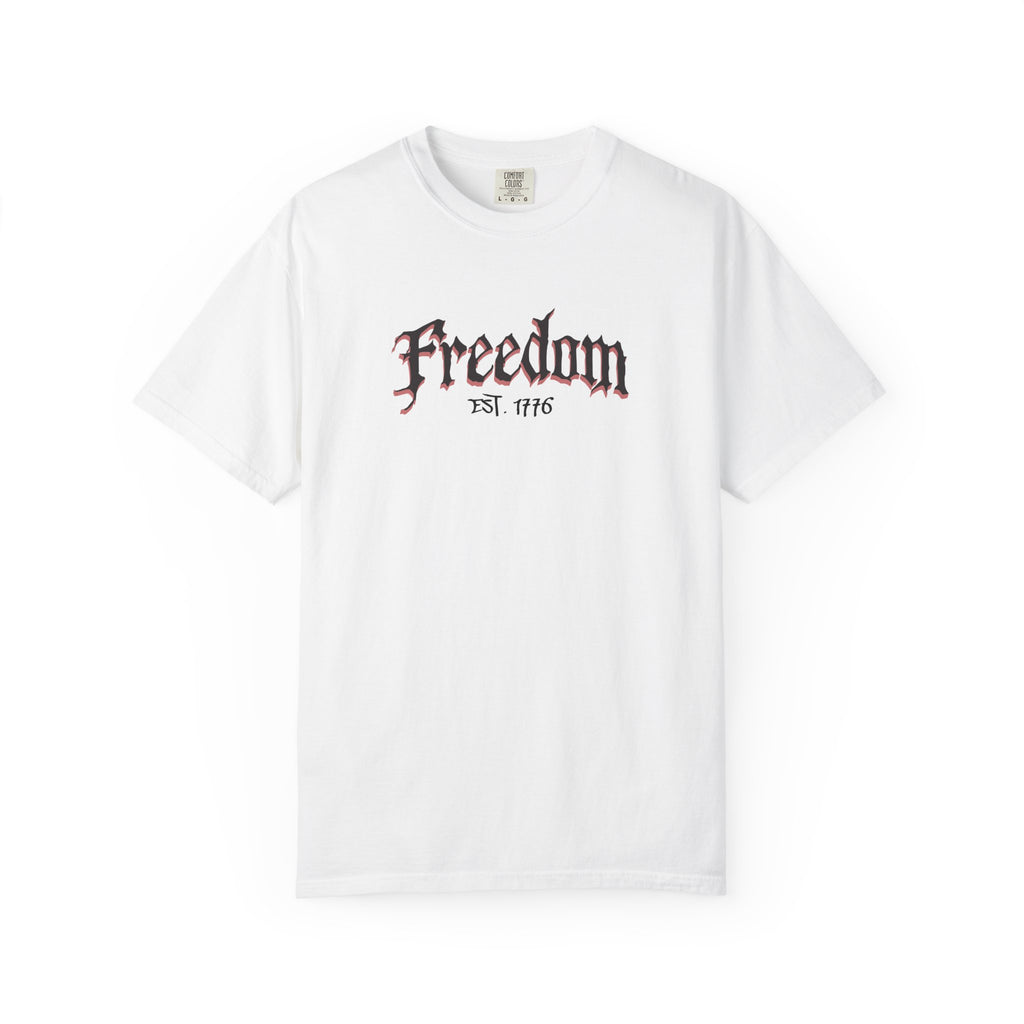Freedom Skull Tee — Gothic Skull Wings with Distressed American Flag - Streetwear T-Shirt - Midnight Eye, LLC