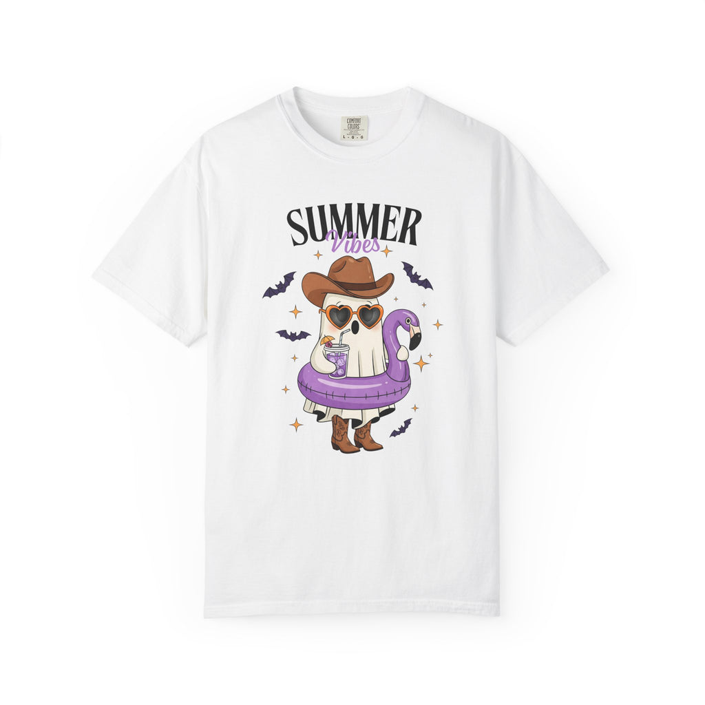 Spooky Summer Ghost T-Shirt — Cute Cowboy Hat & Sunglasses Funny Tee - Midnight Eye, LLC