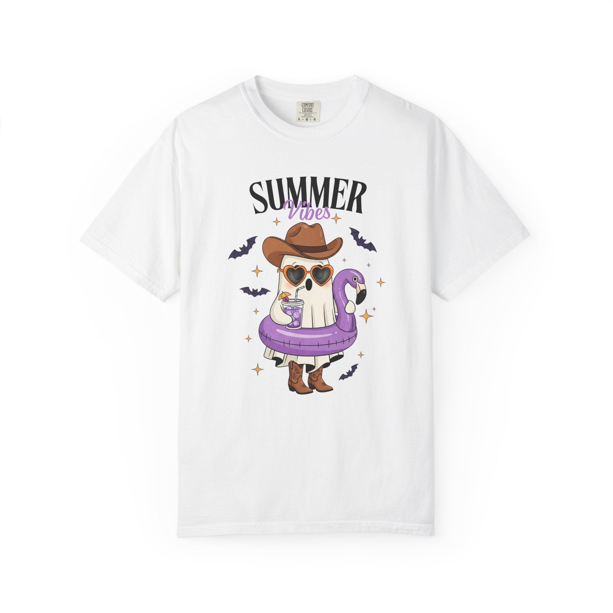 Spooky Summer Ghost T-Shirt — Cute Cowboy Hat & Sunglasses Funny Tee - Midnight Eye, LLC