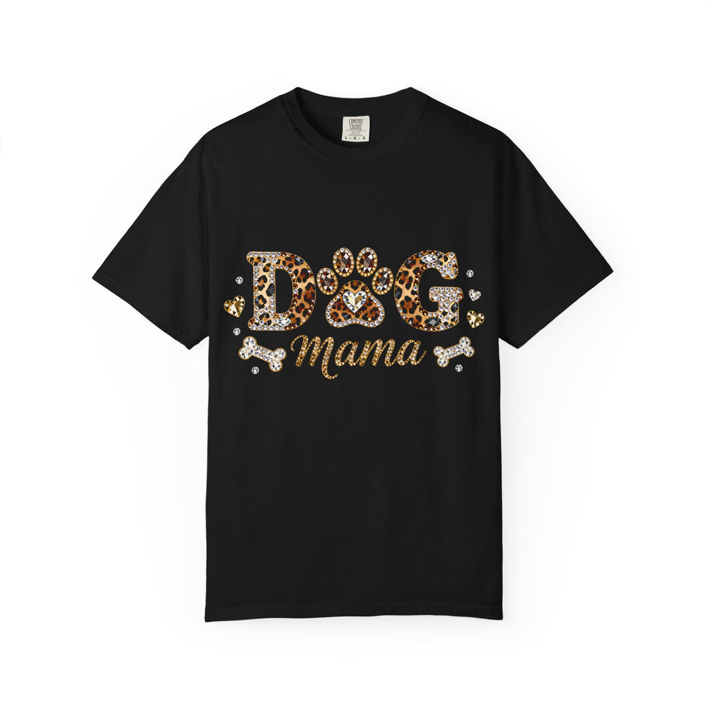Faux Diamond Print Dog Mama Leopard Paw T-Shirt — Vintage Dog Mom Tee. Midnight Eye, LLC. 