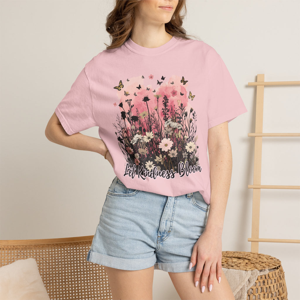 Let Kindness Bloom T-Shirt — Floral Garden Graphic Tee - Cute Motivational T-Shirt. Midnight Eye, LLC