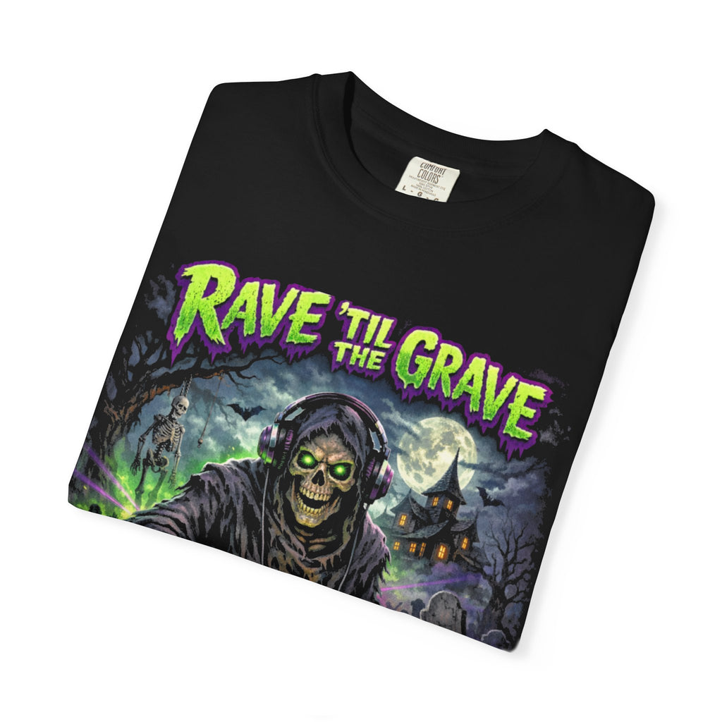 Rave Zombie Graphic T-Shirt — Gothic DJ Skeleton Halloween Tee. Midnight Eye, LLC