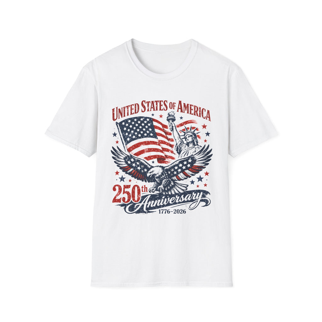 250th Anniversary USA T-Shirt – American Flag, Eagle & Statue of Liberty Patriotic Tee - Midnight Eye, LLC
