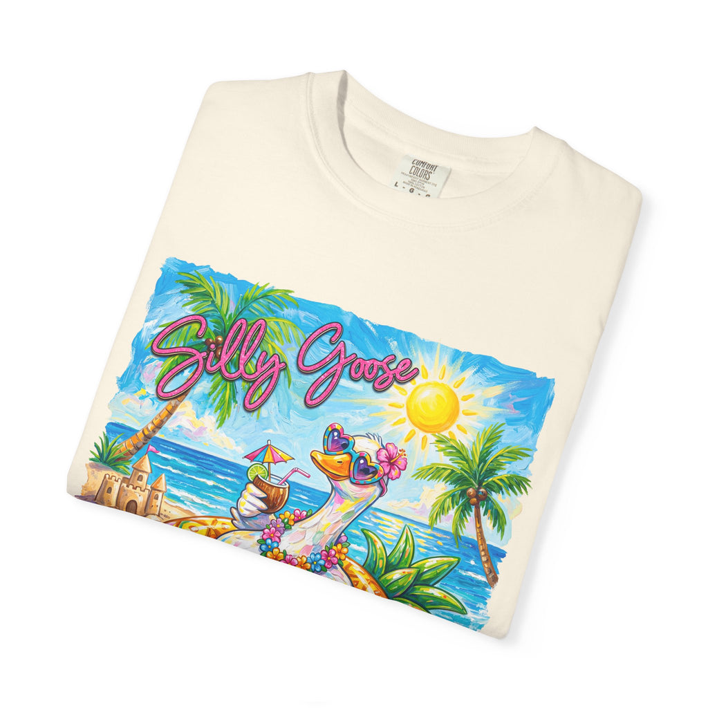 Silly Goose Summer T-Shirt - Colorful Summer Girl Tee - Beach Tee - Tropical T-Shirt, Midnight Eye, LLC