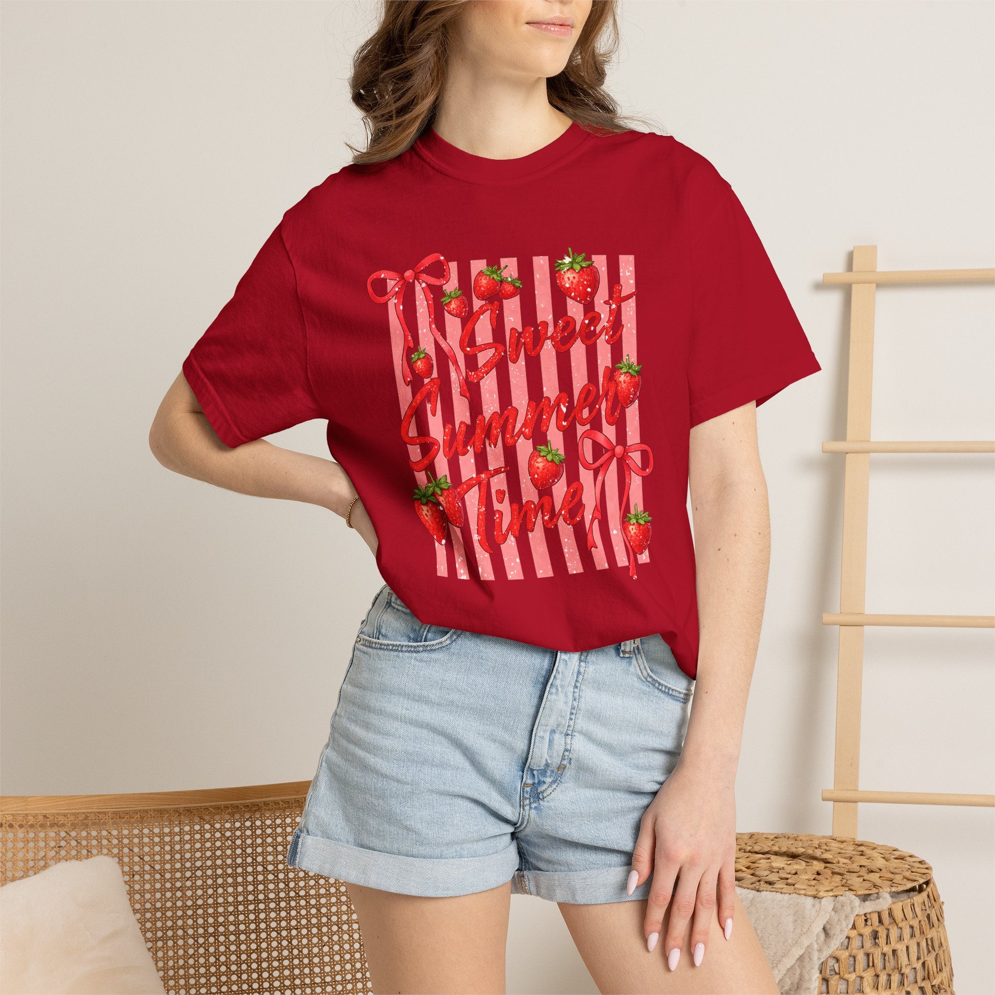 Sweet Summer Time Strawberry Graphic T-Shirt - Cute Summer T-Shirt - Fruit Tee