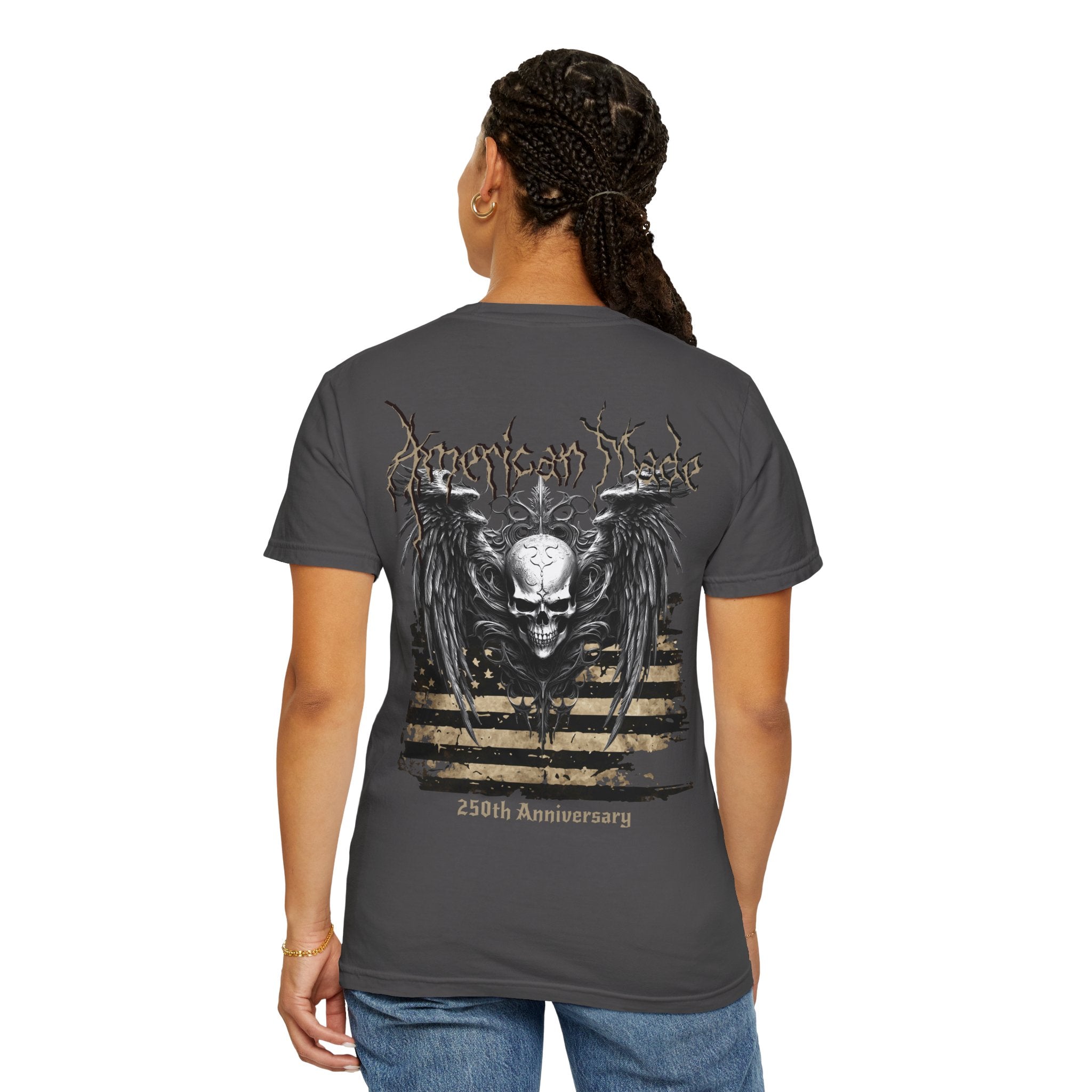 Skull Wings T-Shirt — 250th Anniversary Gothic American Flag Tee - Patriotic Tee - Midnight Eye, LLC