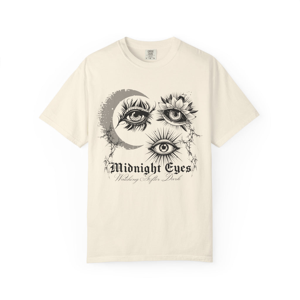 Midnight Eyes Graphic T-Shirt — Moon, Sun & Mystic Eye Illustration