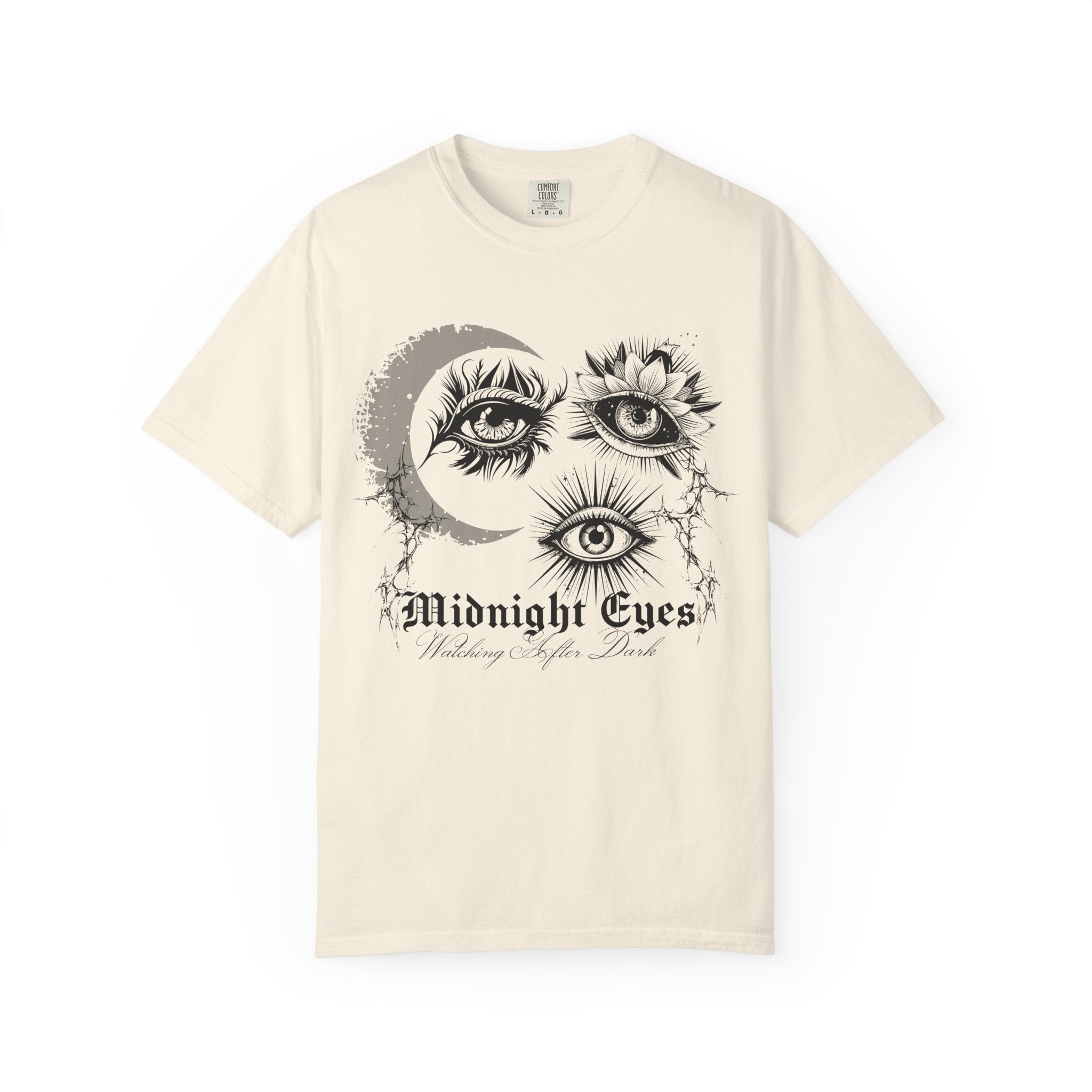 Midnight Eyes Graphic T-Shirt — Moon, Sun & Mystic Eye Illustration