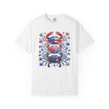 Patriotic Crab T-Shirt — Red White Blue Fourth of July Tee - Faux Brushstroke Graphic Tee - Midnight Eye, LLC