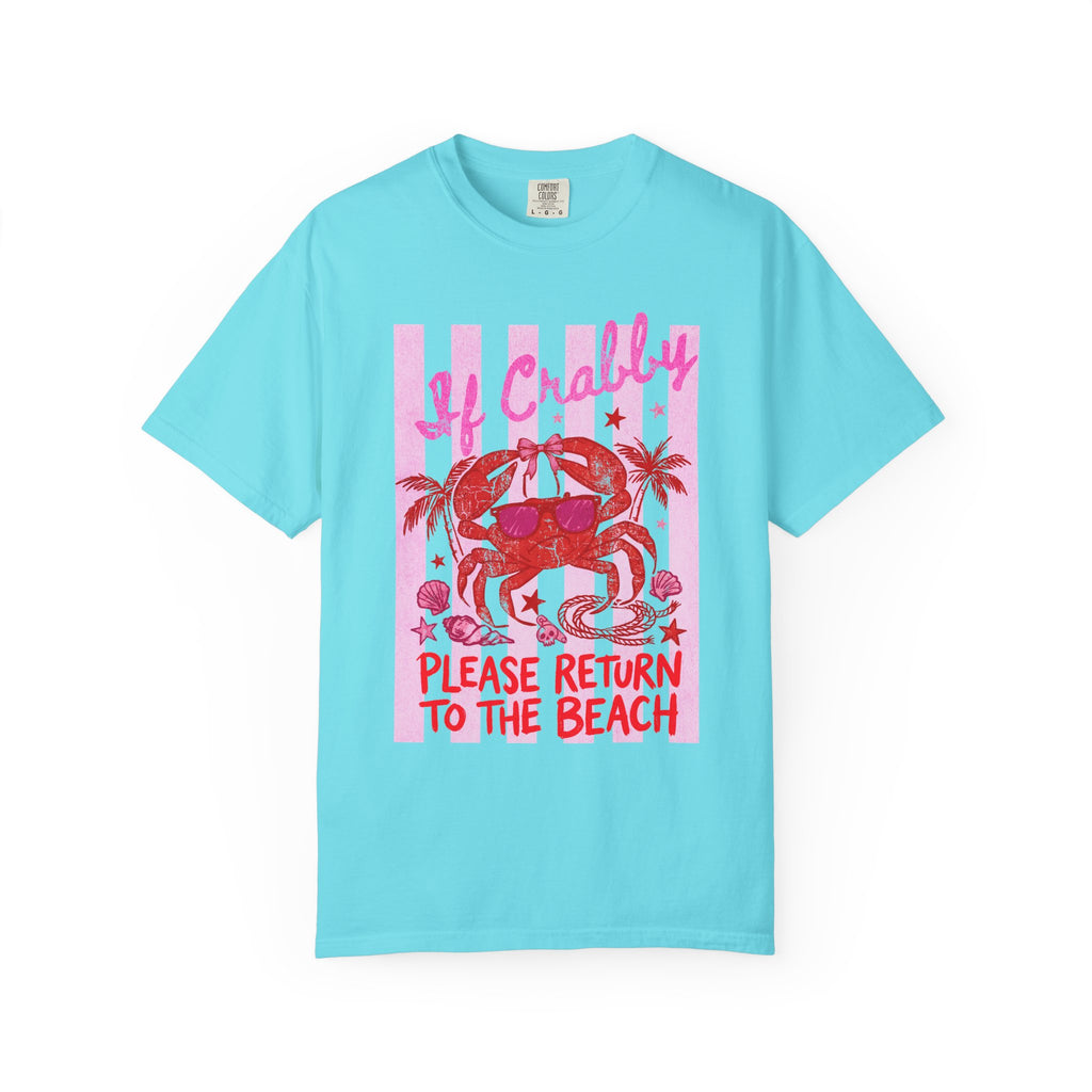 Funny Crab Beach Shirt - If Crabby, Please Return to the Beach. Summer Funny Tee - Midnight Eye, LLC