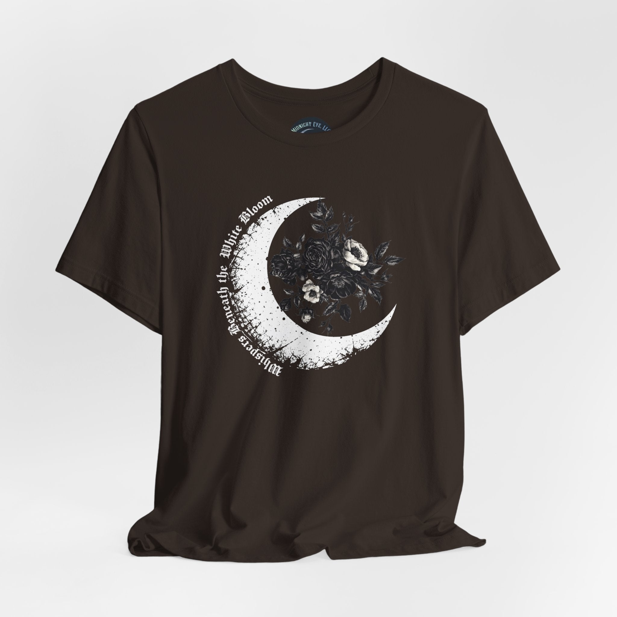 Moonflower Moon Tee — Floral Crescent Moon Graphic T-Shirt - Gothic Moon & Flowers Tee - Midnight Eye, LLC
