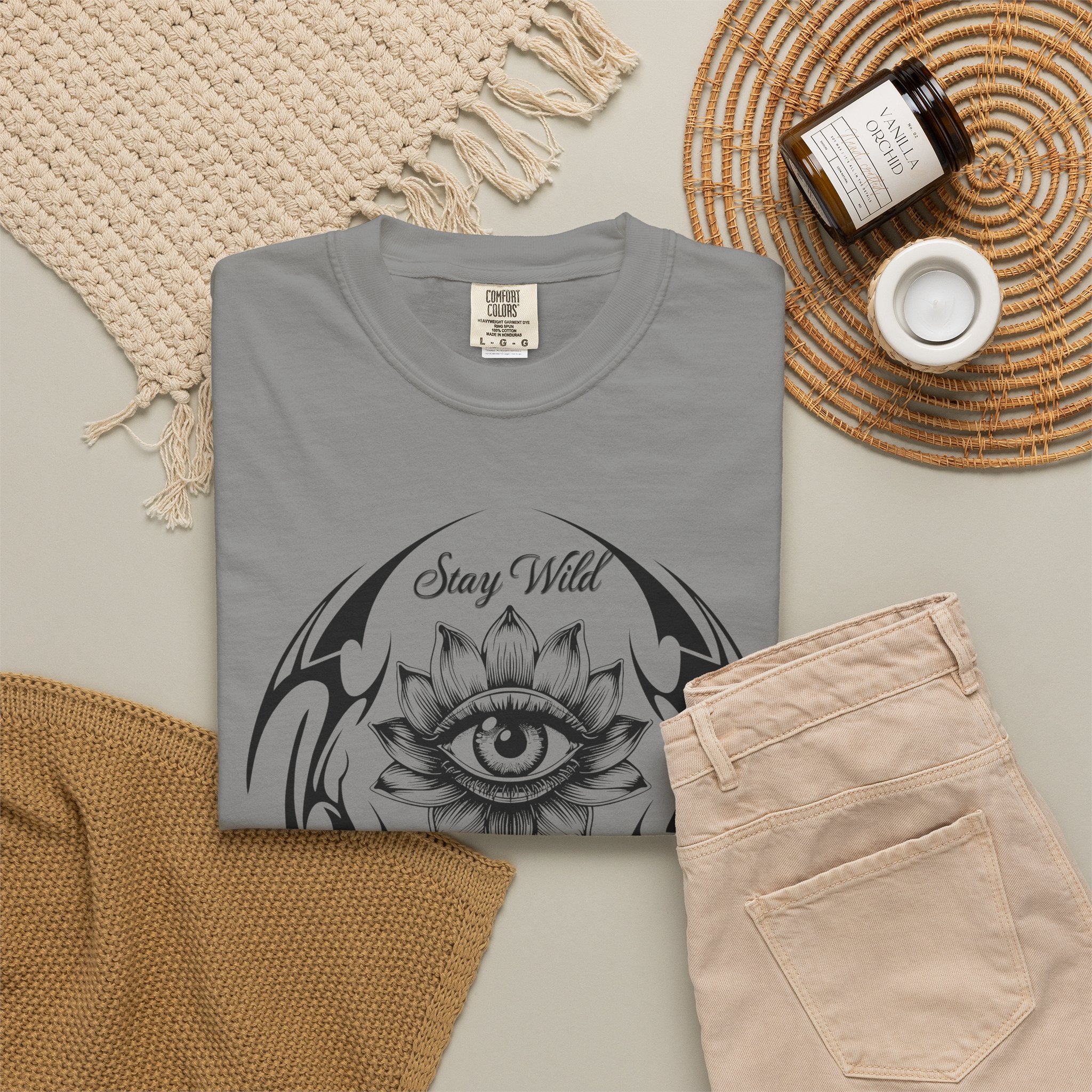 Lotus Eye Graphic T-Shirt — Cybergoth / Cyberpunk Floral Tee. Midnight Eye, LLC