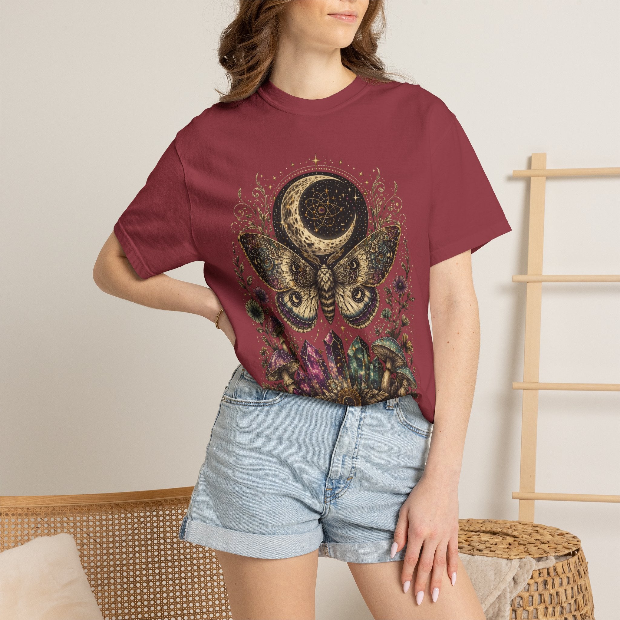 Mystic Moon Moth T-Shirt — Celestial Moth & Crescent Moon Graphic Tee