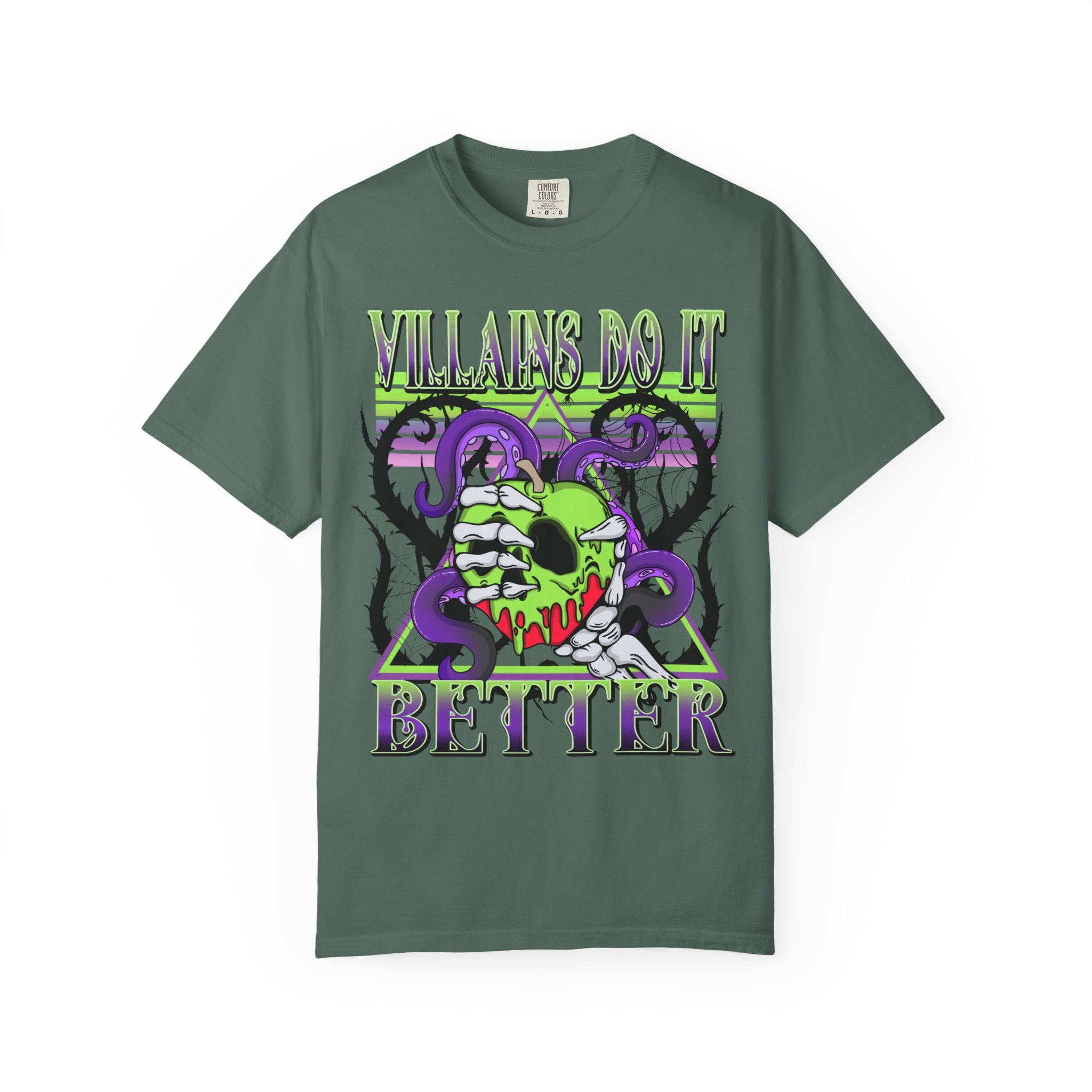 Villains Do It Better Graphic T-Shirt — Neon Monster Skull Tee. Midnight Eye, LLC