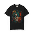 Day of the Dead Sugar Skull T-Shirt — Floral Calavera Graphic Tee. Midnight Eye, LLC.