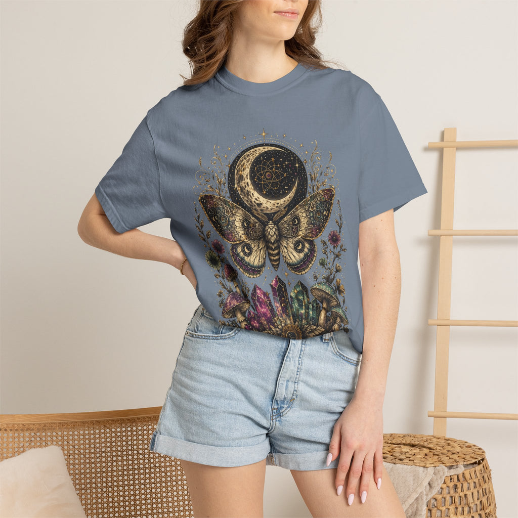 Mystic Moon Moth T-Shirt — Celestial Moth & Crescent Moon Graphic Tee