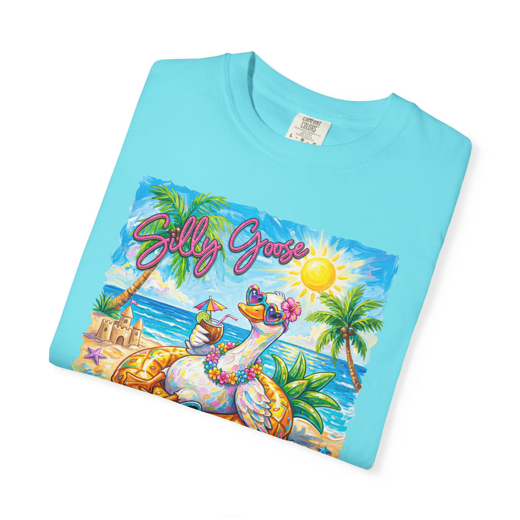 Silly Goose Summer T-Shirt - Colorful Summer Girl Tee - Beach Tee - Tropical T-Shirt - Midnight Eye, LLC