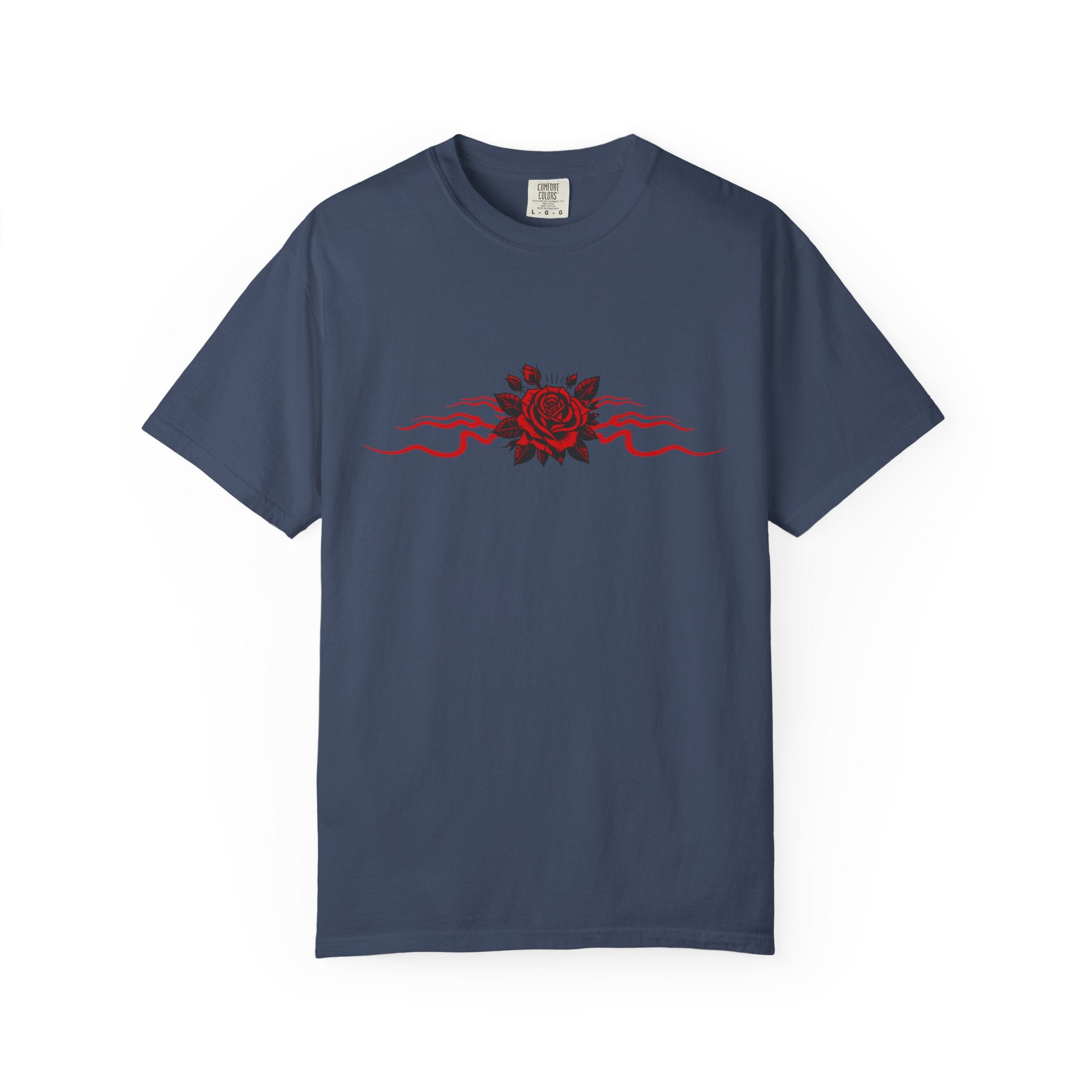 Winged-Eye Graphic Tee — Third Eye Rock Band Shirt - Streetwear Tee - Gothic Red Rose T-Shirt. Midnight Eye, LLC