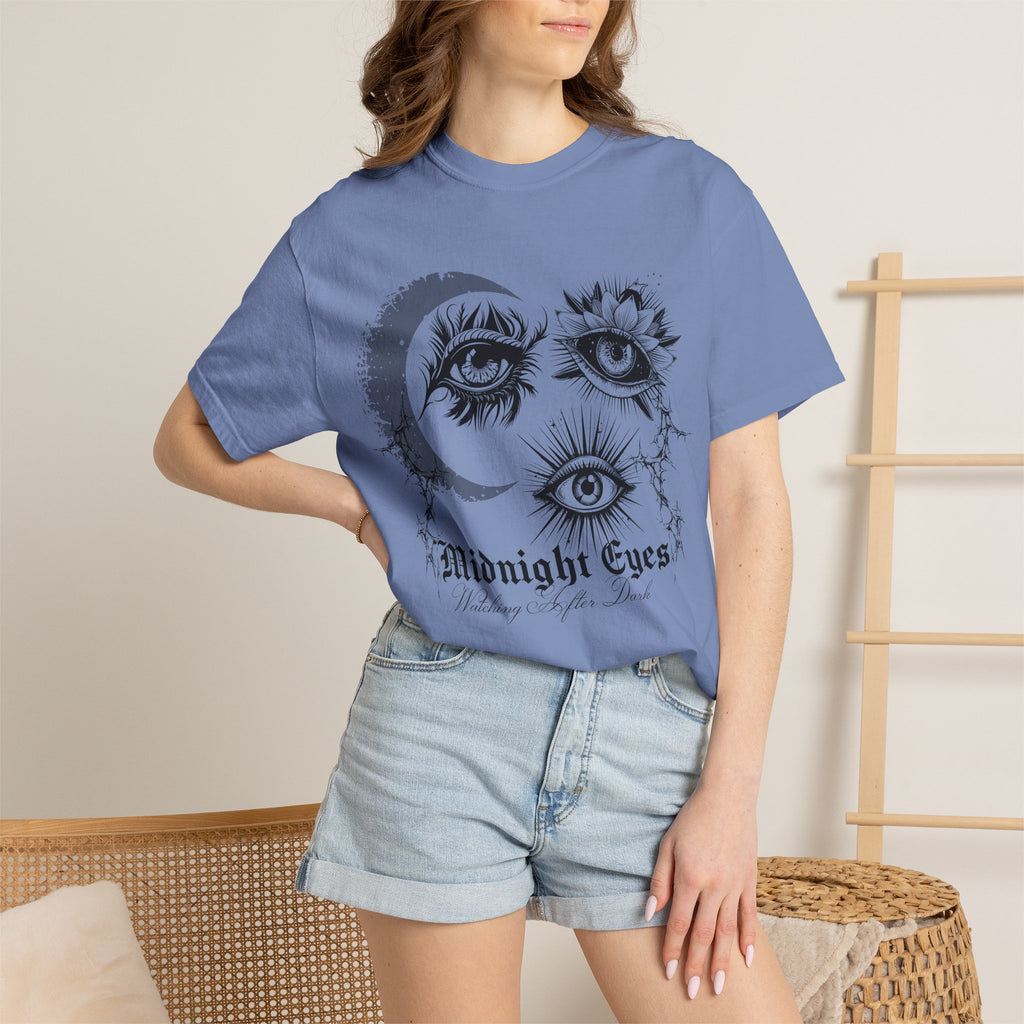 Midnight Eyes Graphic T-Shirt — Moon, Sun & Mystic Eye Illustration