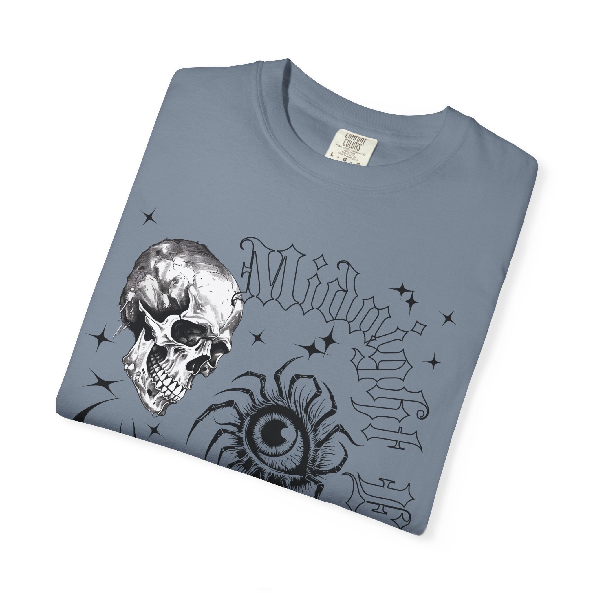 Skull, Red Rose & Eye Tattoo Art T-Shirt — Gothic Streetwear Tee. Midnight Eye, LLC