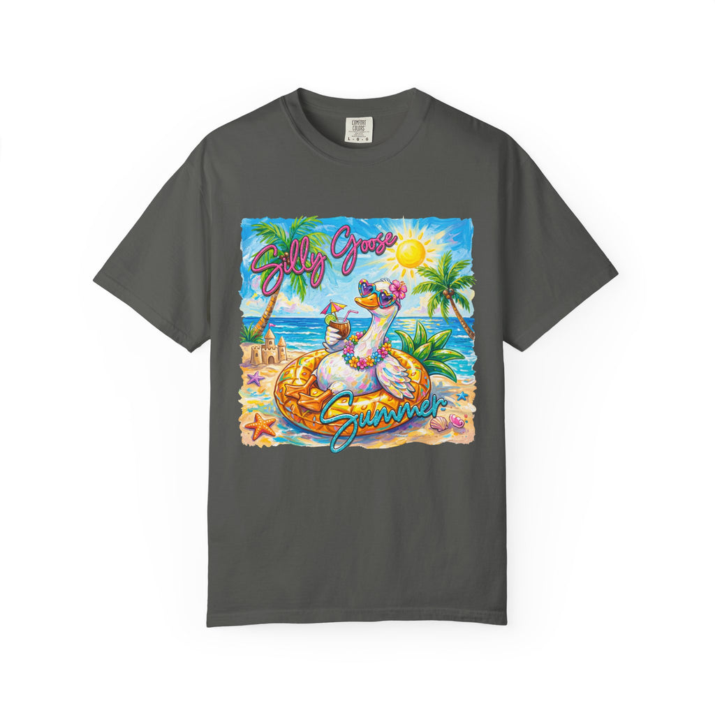 Silly Goose Summer T-Shirt - Colorful Summer Girl Tee - Beach Tee - Tropical T-Shirt, Midnight Eye, LLC