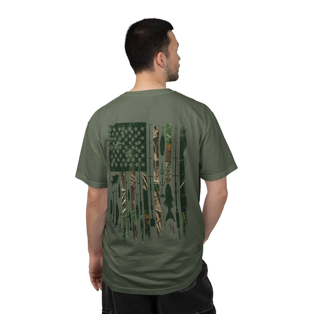 Fishing Flag T-Shirt — "Life is Better Fishing" Graphic Tee - Patriotic Tee - Father's Day T-Shirt - Midnight Eye, LLC
