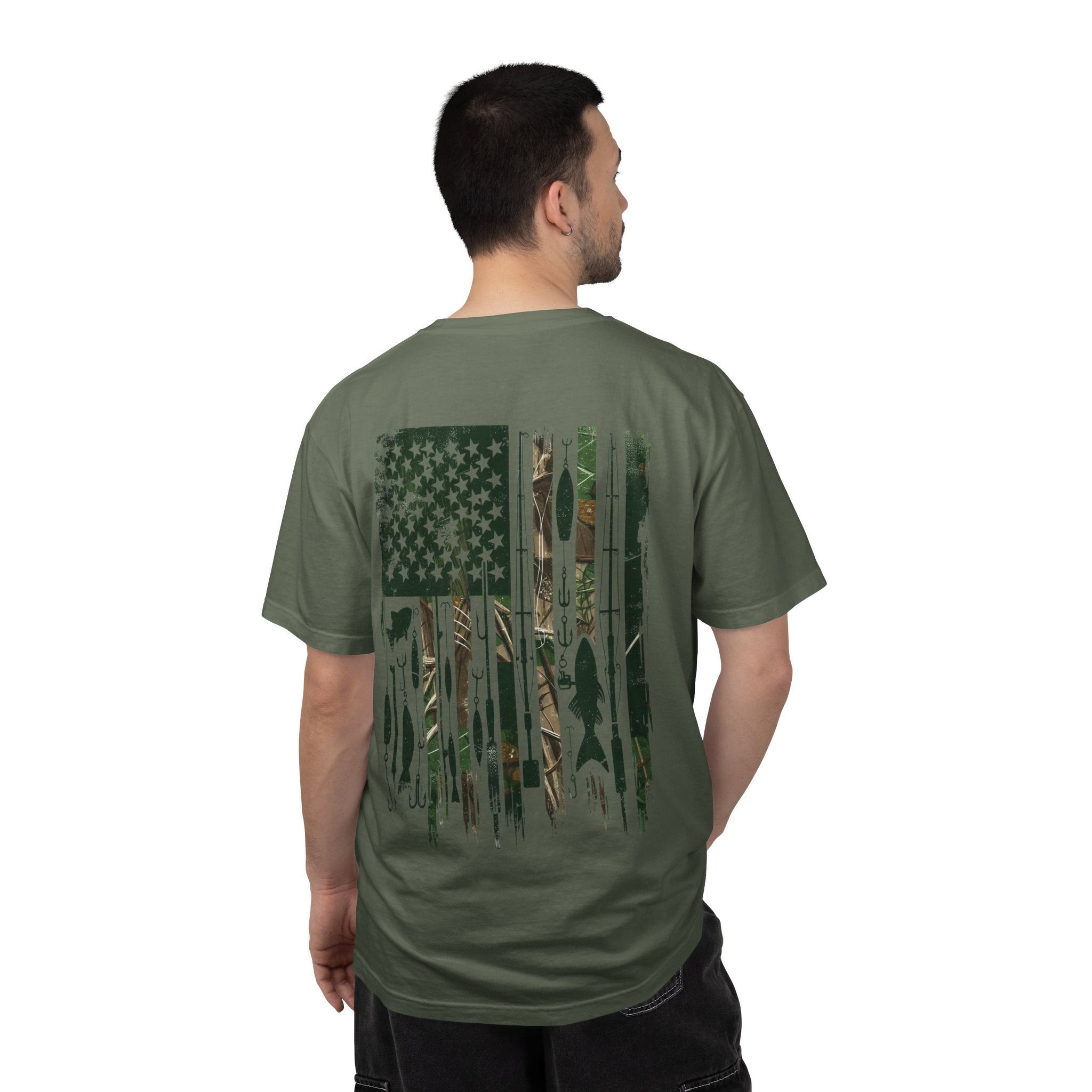 Fishing Flag T-Shirt — "Life is Better Fishing" Graphic Tee - Patriotic Tee - Father's Day T-Shirt - Midnight Eye, LLC