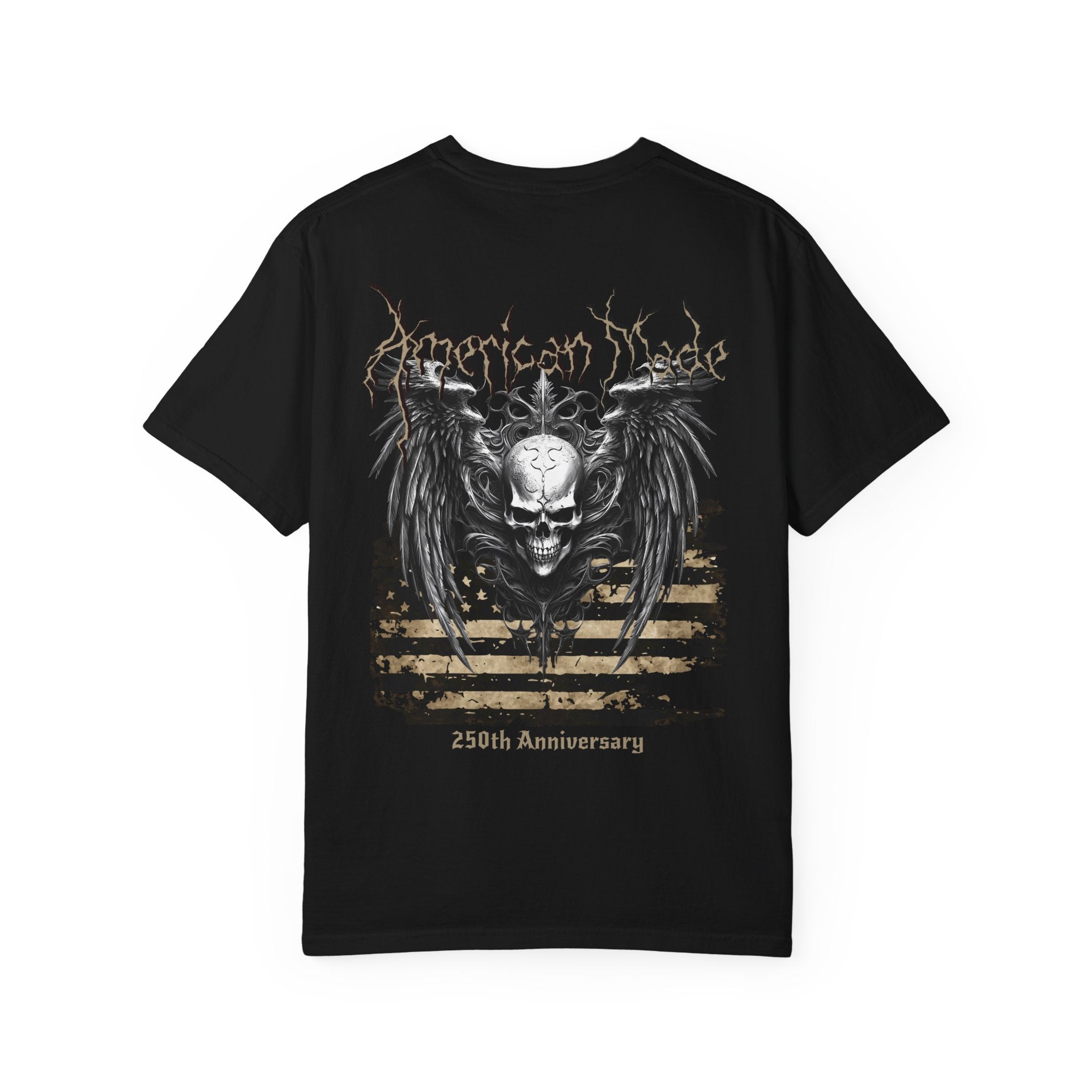 Skull Wings T-Shirt — 250th Anniversary Gothic American Flag Tee - Patriotic Tee - Midnight Eye, LLC