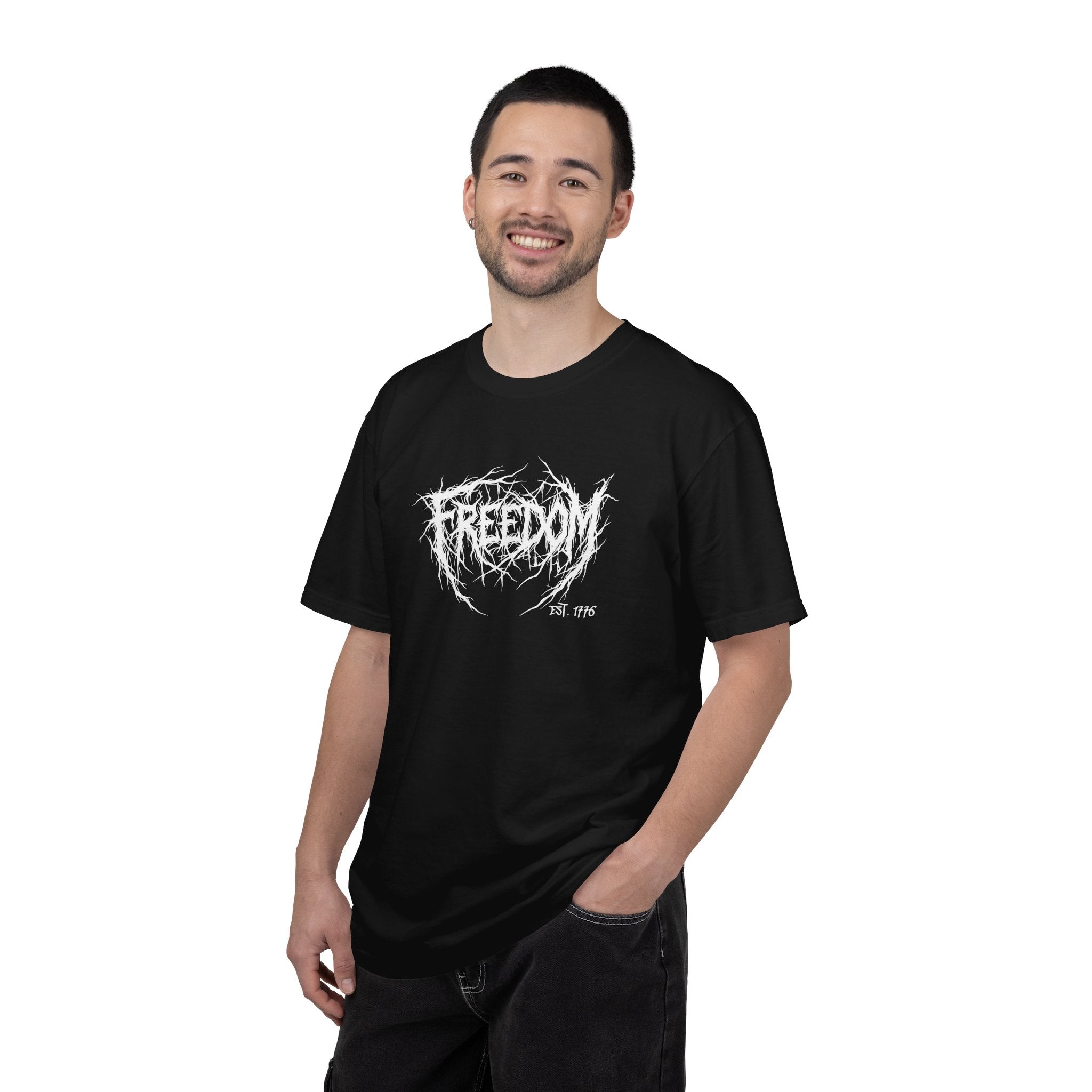 Freedom Skull T-Shirt — American Flag Winged Skull Graphic Tee - Midnight Eye, LLC