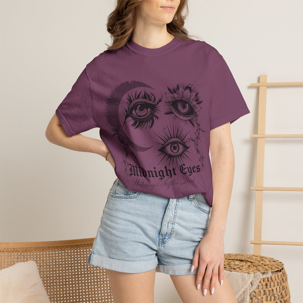 Midnight Eyes Graphic T-Shirt — Moon & Eye Gothic Vintage Tee