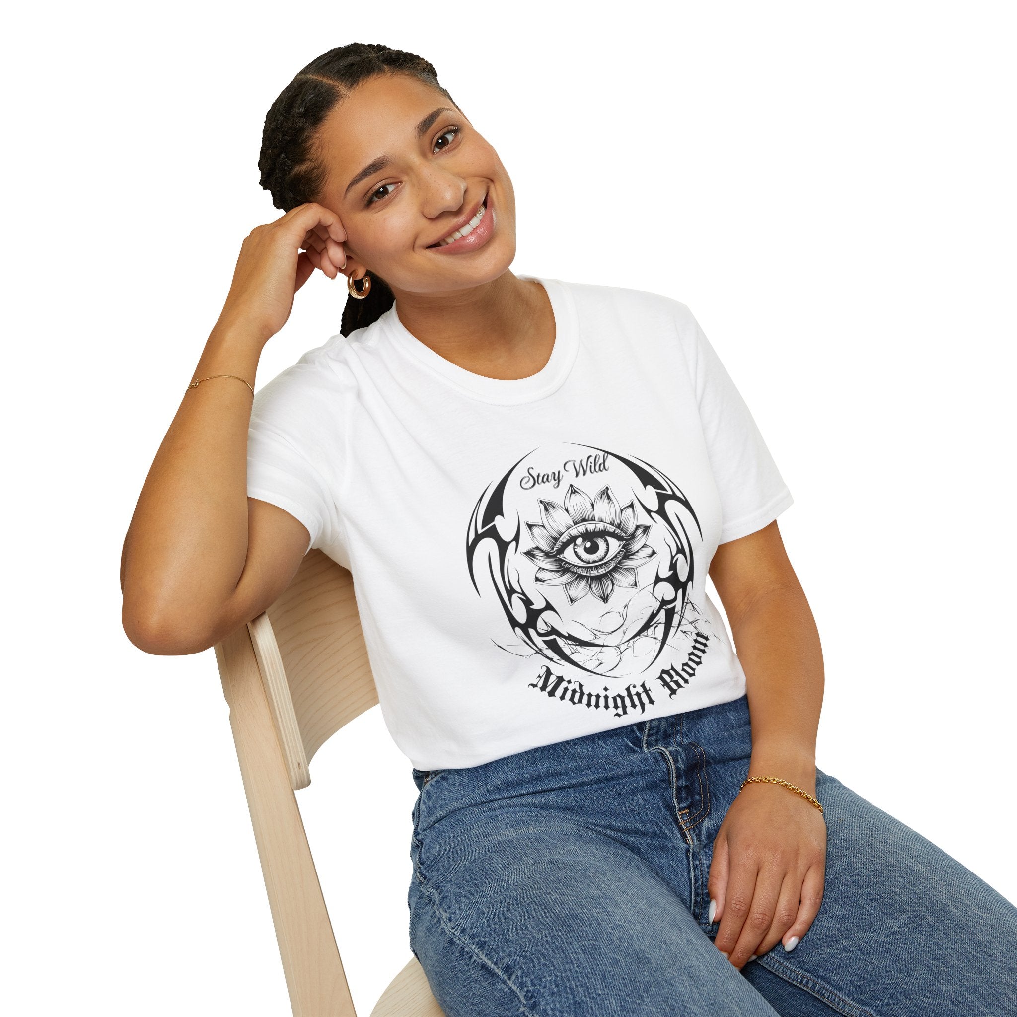 Midnight Eye Graphic T-Shirt — Mystical Lotus All - Seeing Eye Tee - Streetwear T-Shirt - Midnight Eye, LLC