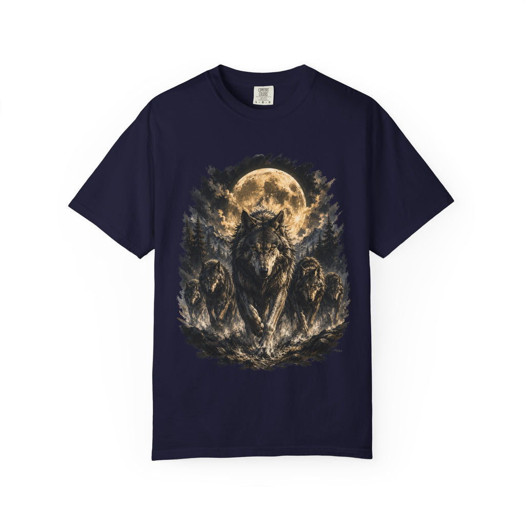 Wolf Pack Mystical Moon T-Shirt — Vintage Moonlit Forest Graphic Tee