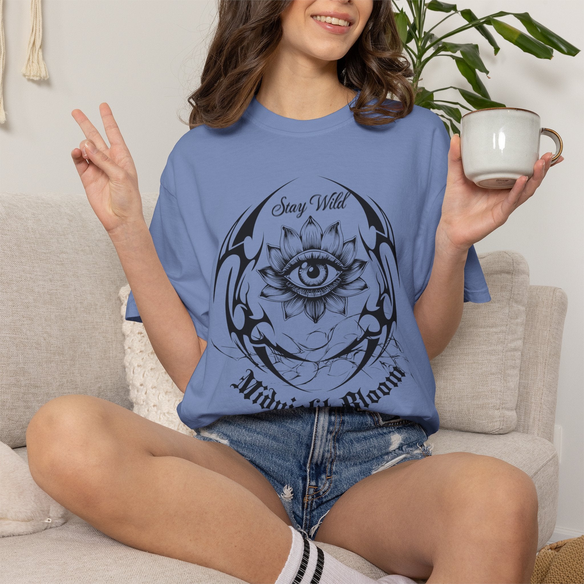 Lotus Eye Graphic T-Shirt — Cybergoth / Cyberpunk Floral Tee. Midnight Eye, LLC